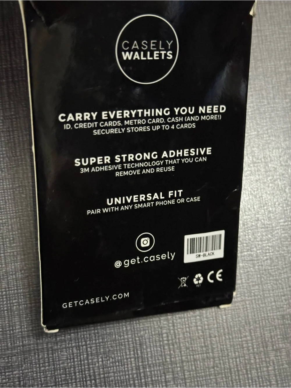 Casely Black Adhesive Phone Wallet